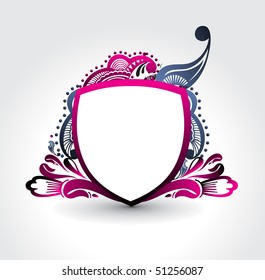  ornate heraldic shields, space of your text, vector illustration.