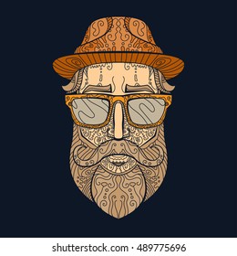 Ornate hipster Vector illustration in Zentangle style. Hand drawn design elements. Vector  illustration