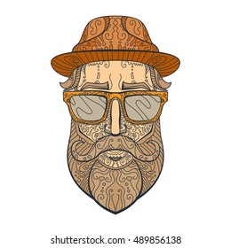 Ornate hipster Vector illustration in Zentangle style. Hand drawn design elements. Vector  illustration