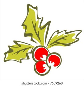 Ornate holly berry on a white background. Digital illustration.