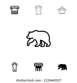Ornate icon. collection of 7 ornate filled and outline icons such as bear, greek column. editable ornate icons for web and mobile.
