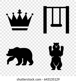 Ornate icons set. set of 4 ornate filled icons such as bear, crown