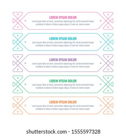 ornate infographic template. ornate information template with five step motifs. Motif infographic design. ornate banner design