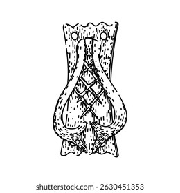 ornate iron door knocker hand drawn. traditional handcrafted, unique heavy, durable elegant ornate iron door knocker vector sketch. isolated black illustration
