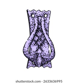 ornate iron door knocker hand drawn. traditional handcrafted, unique heavy, durable elegant ornate iron door knocker vector sketch. isolated color illustration
