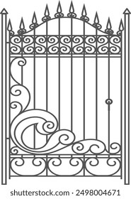 Ornate iron gate. Forged metal vintage door