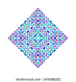 Ornate isolated stone square logo template - abstract geometrical colorful squared geometric vector design element