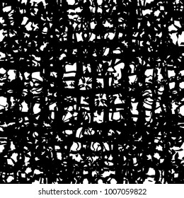 Ornate jagged edged pattern, consisting of overlapping uneven stripes in black and white