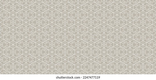 Ornate Jewish seamless pattern with Israeli stars and curly tendrils vector illustration