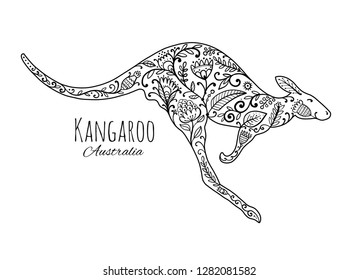 Ornate kangaroo, sketch for your design.