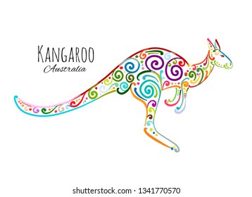 Ornate kangaroo, sketch for your design.