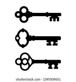 Ornate key vector icon isolated on white background