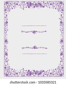 Ornate keys frame border - purple