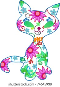Ornate kitten vector illustration
