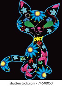 Ornate kitten vector illustration