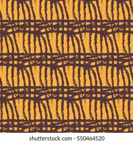 Ornate knitting seamless pattern on orange background, eps10