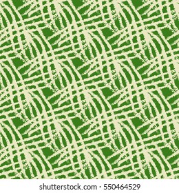 Ornate knitting seamless pattern on green background, eps10