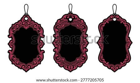 ornate label frames pink and black decorative silhouette