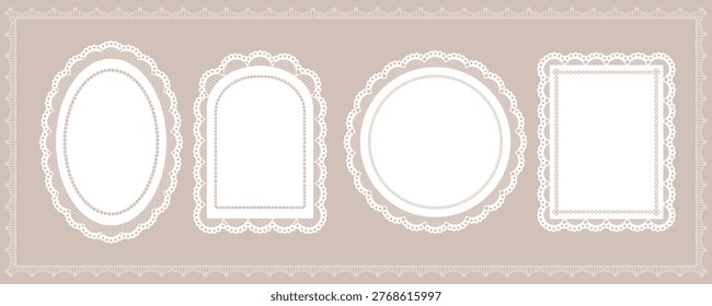 Ornate Lace Frame Collection with Circle Oval Rectangle and Scalloped Border