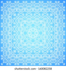 Ornate lacy blue and white vector shawl ornament