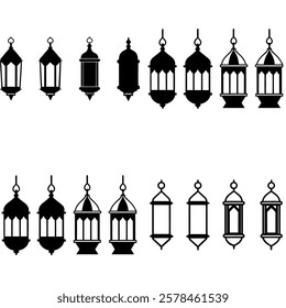 Ornate Lantern Silhouettes Collection Intricate Designs for Festive Decorations