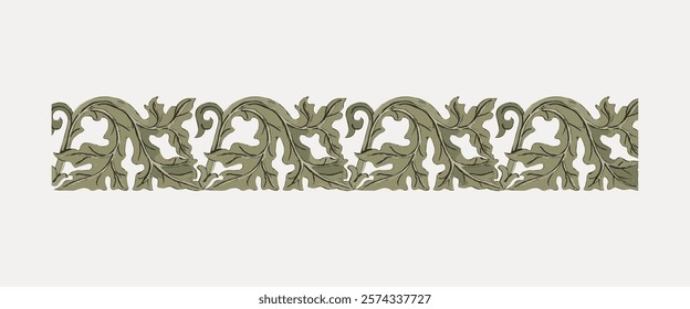 Ornate leaf divider decorative by Charles Dyce , illustration isolated on white, vector. Vintage famous artwork isolated on white, old art illustration vector.