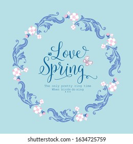 Ornate of leaf and floral frame, for seamless love spring greeting card pattern design. Vector