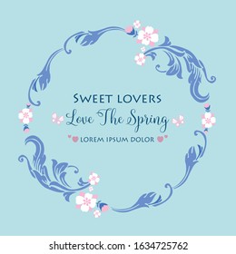 Ornate of leaf and floral frame, for seamless love spring greeting card pattern design. Vector