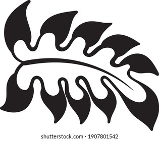 silueta vectorial negra aislada de hojas ornamentales