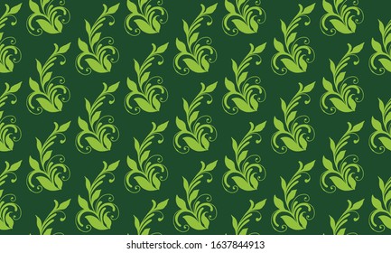 Ornate leaf pattern background for spring, with leaf seamless design.