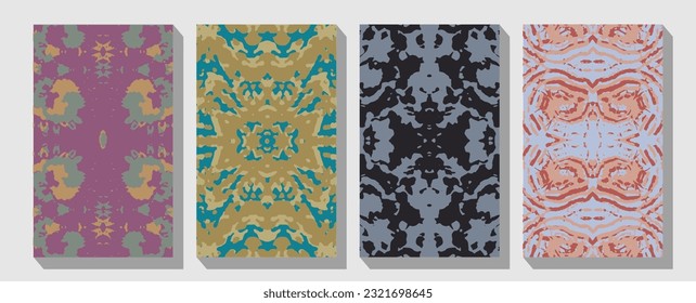 Ornate leather book cover and Old retro ornament frames.  Ornamental floral business cards or invitation with mandala