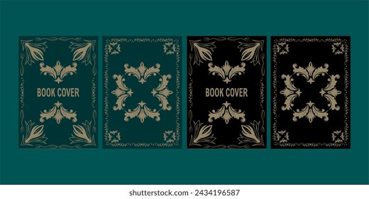 Ornate leather book cover and Old retro ornament frames. Royal Golden style design.Old retro ornament frames. Royal Golden style design. Vintage Border to be printed on the covers of books