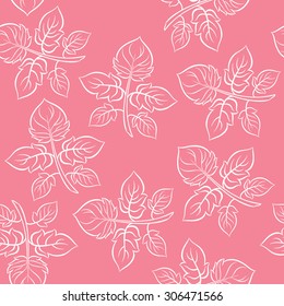 Ornate leaves on a light background - Seamless vector trefoil ornament