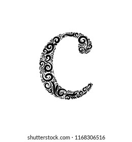 Ornate Letter C - Beautifully detailed letter C isolated on white background