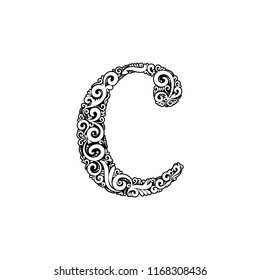 Ornate Letter C - Beautifully detailed letter C isolated on white background