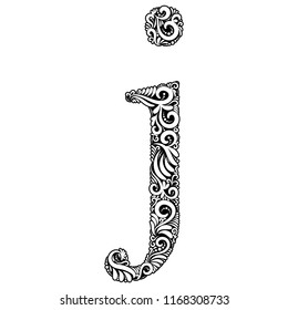 Ornate Letter J - Beautifully detailed letter J isolated on white background