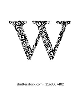 Ornate Letter W - Beautifully detailed letter W isolated on white background