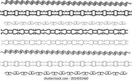 ornate line art set monochrome