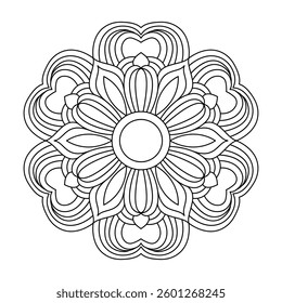 Ornate Lotus Mandala for Coloring Book Page