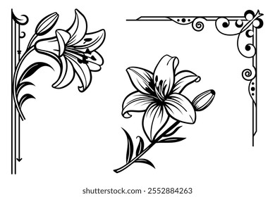 Ornate luxury floral frame featuring an abstract design 