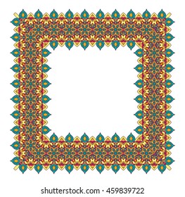 Ornate mandala and border frame. Vintage hand drawn vector illustration