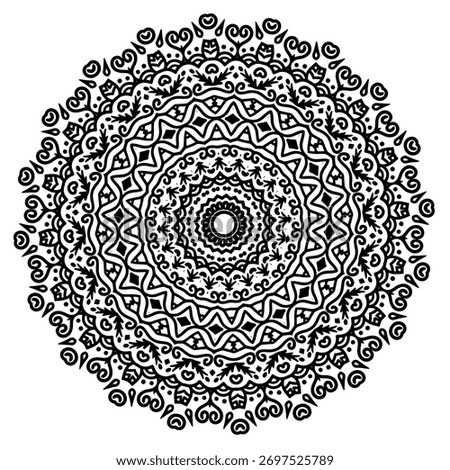 Hand‑drawn ornate mandala coloring template