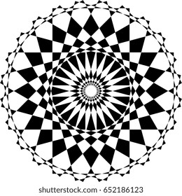 Ornate Mandala Design, Black and White Line Art