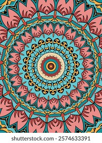 Ornate Mandala Illustration with Bold and Warm Colors