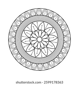 Ornate Mandala Illustration Featuring Detailed Line Work and Monochrome Art