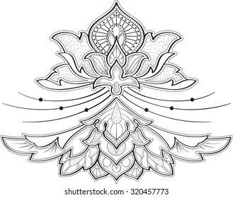Ornate mandala is on white
