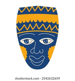 Ornate mask in flat design. Kwanzaa holiday festival abstract symbol. Vector illustration isolated.