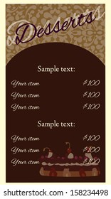 Ornate menu template with drawings