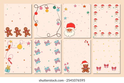Ornate Merry Christmas greeting cards. 4x5 Trendy square Winter Holidays art templates. -- good for social media posts, posters and prints 4:5	