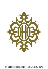 Ornate monogram vector graphic design.